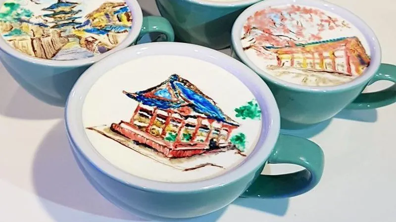 هنرنمایی هنرمند کره ای روی فنجان های قهوه