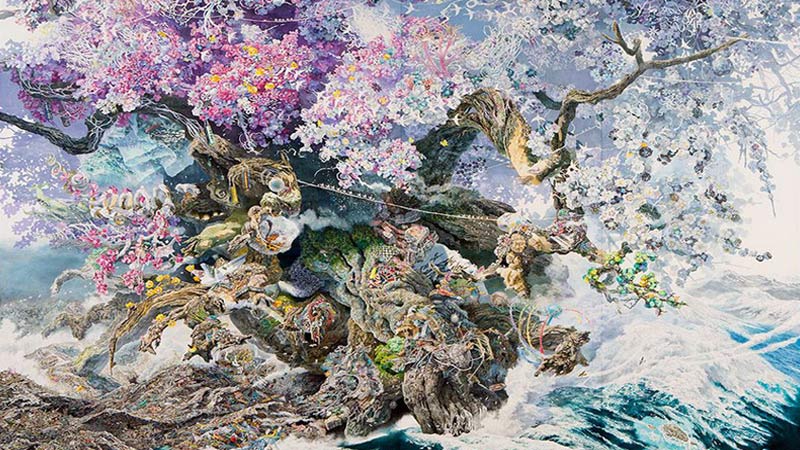 نقاش هنرمند ژاپنی با موضوع تولد دوباره-