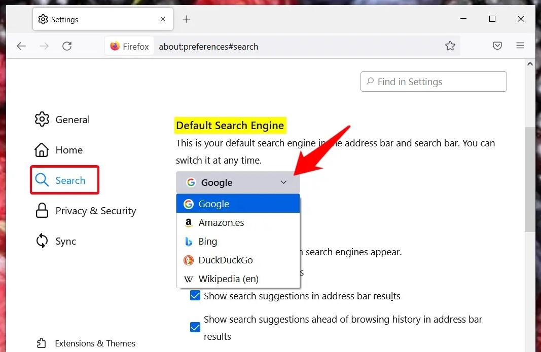 لیست موتورهای جستجو در فایرفاکس - 724press.com