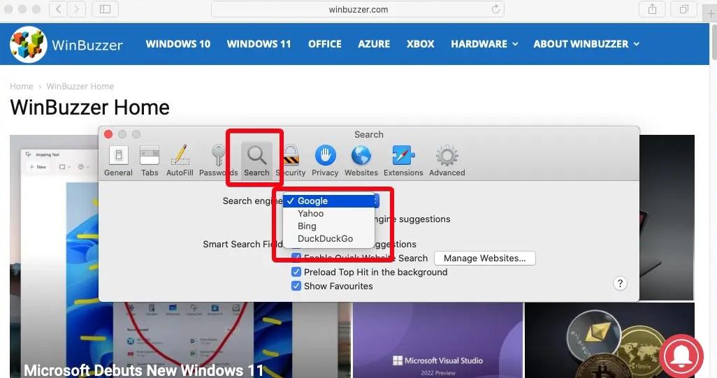 انتخاب موتور جستجو در سافاری - 724press.com