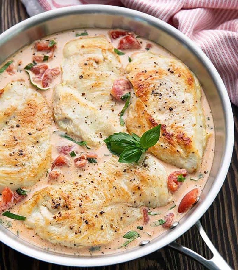 سینه مرغ با ریحان و گوجه گیلاسی-724press.com
