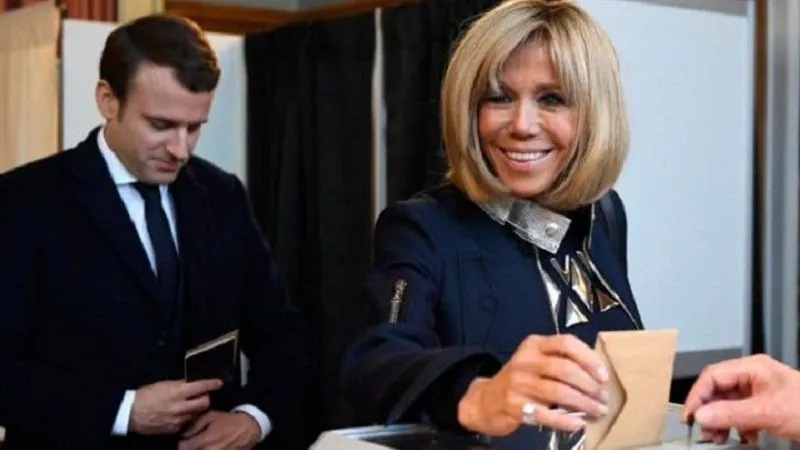 ماکرون و همسرش در انتخابات فرانسه