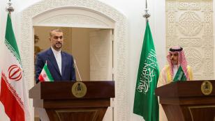 نشست خبری امیرعبداللهیان وزیر امور خارجه ایران و فیصل بن فرحان وزیر امور خارجه سعودی در ریاض، عربستان سعودی
